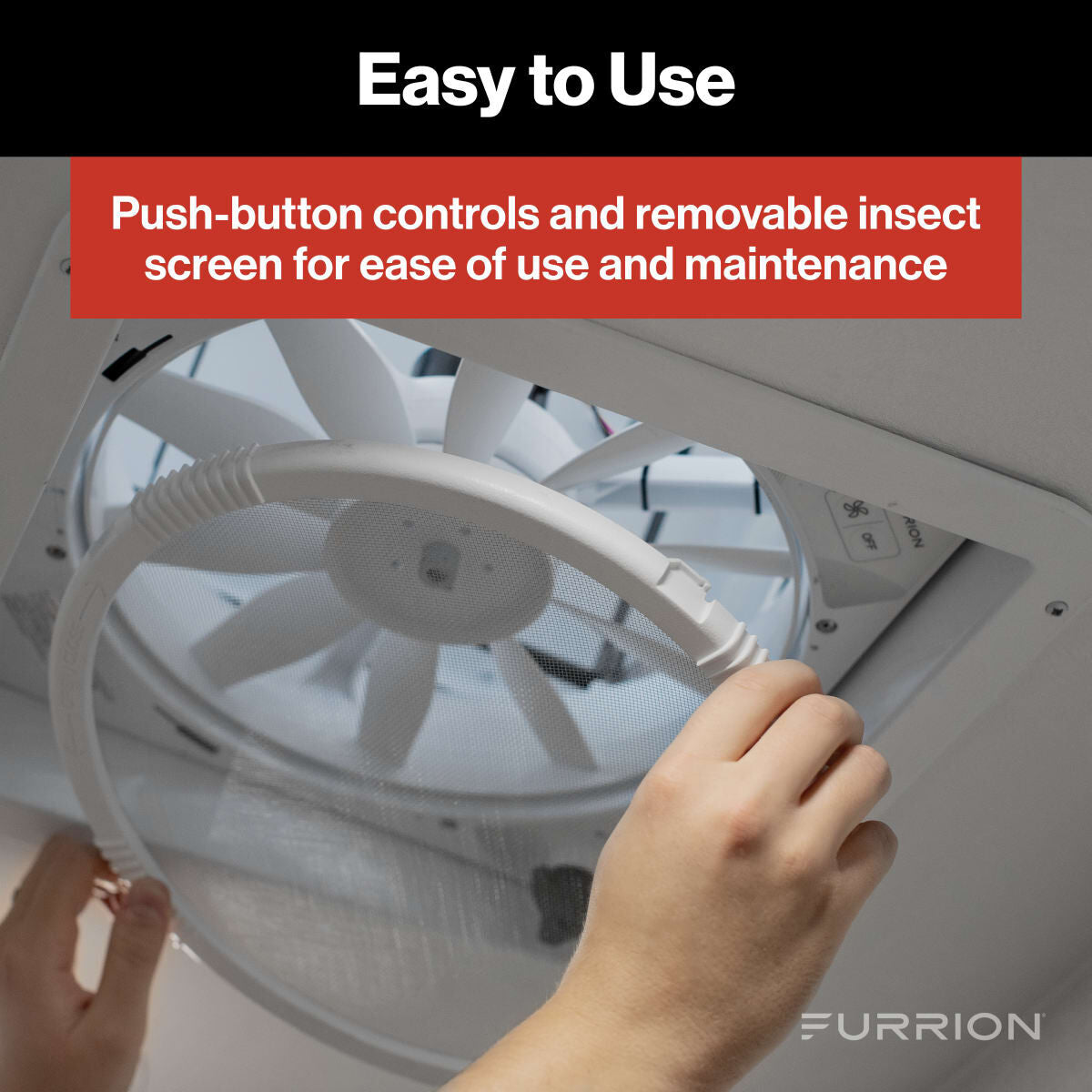 Ventilateur de Toit Furrion pour VR - 14'' avec Couvercle Manuel - Blanc