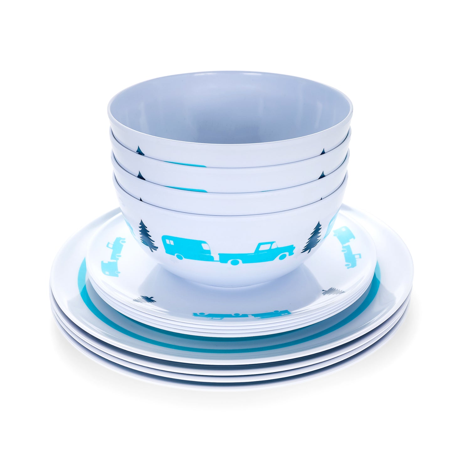 Set de Vaisselle "Life is Better at the Campsite" - 12 Pièces, Mélamine Durable, Parfait pour Camping et VR