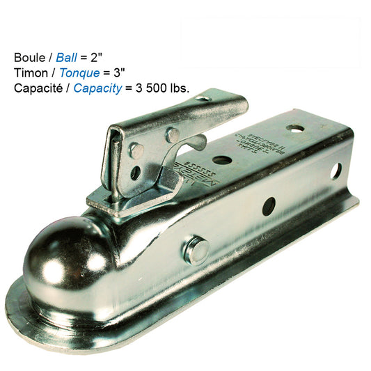 Main de remorque 2 x 3 3,5 k – Main d’accouplement 3500 lb Zinguée