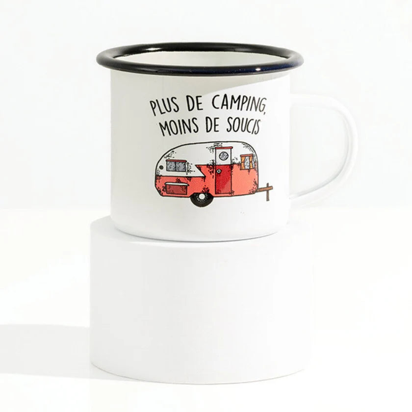 Tasse en émail camping – Cadeau parfait pour campeurs - Les campeuses en cavale