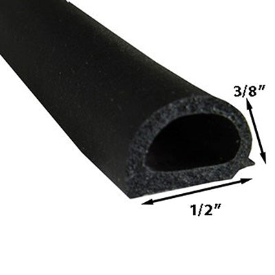 Joint D-Seal en EPDM avec bande adhésive – Qualité automobile – Étanchéité 14,5 mm x 11 mm - VENDU AU PIED