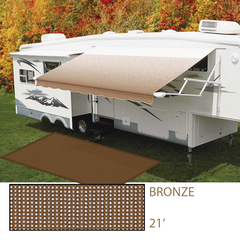 Tapis de camping respirant 8' x 21' bronze avec protection UV et fixations – Idéal pour VR et extérieur