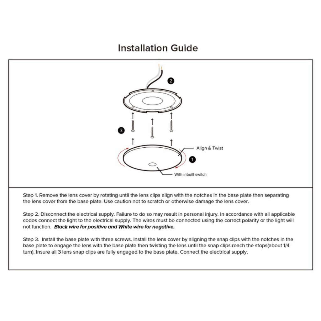 Lumière LED de plafond 12V avec interrupteur pour VR – 4.5" blanche