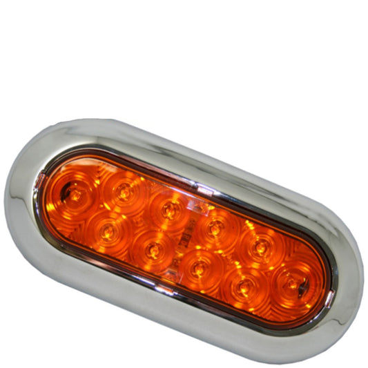 Lumière ovale LED ambre surface chrome – Feu de position pour remorque