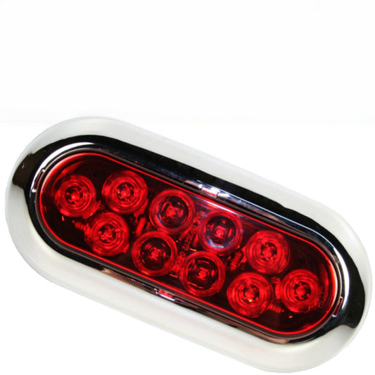 Lumière ovale rouge 2 contacts surface chrome – Feu arrière pour remorque