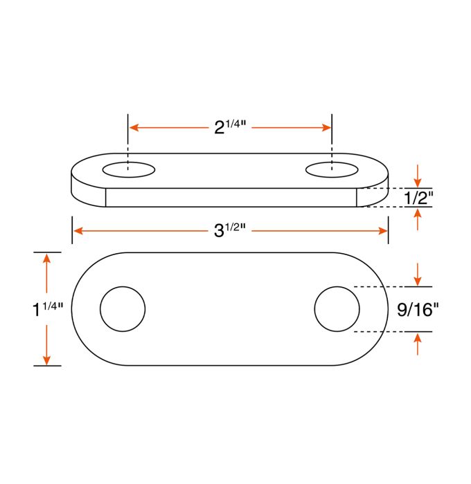 Lien mobile de suspension court 2 1/4" x 1/2" en acier zingué – Pièce pour remorque et VR