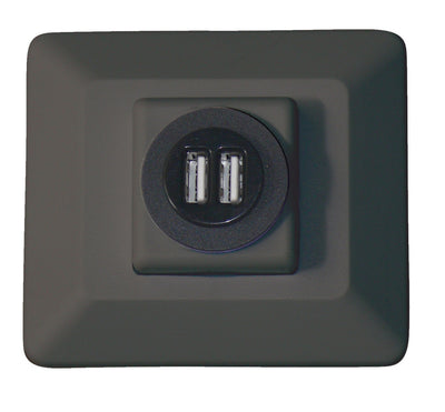 Black USB Charging Station - 2 Ports 2.1A, Decorative Mount, 12V