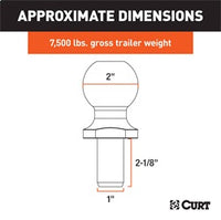 Boule d’attelage 2" avec tige 1" – Capacité 7 500 lb pour remorque
