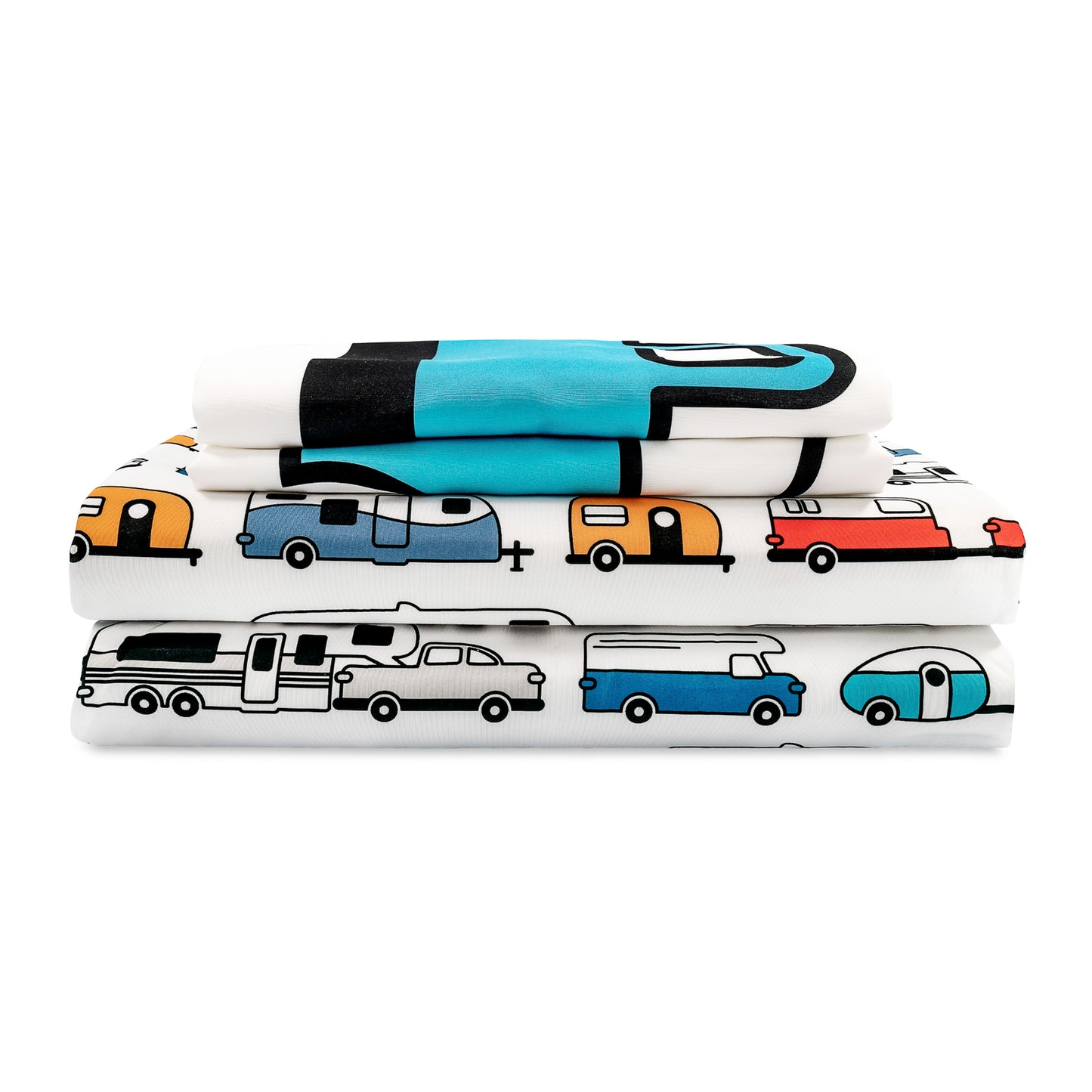 Set de Draps Camco RV "Life is Better at the Campsite" – Draps Queen Court pour Camping-Car, Polyester, Lavable en Machine, Design Multi-Camping-Cars