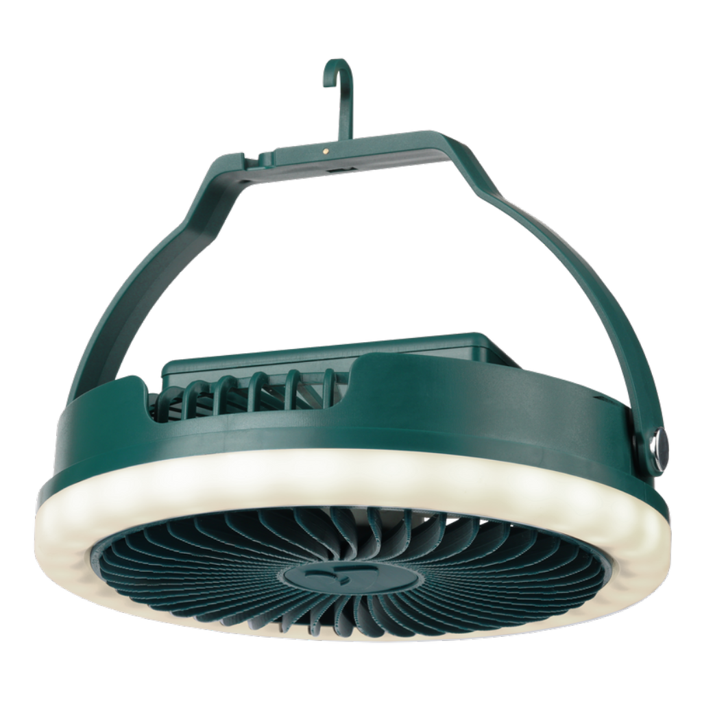 Ventilateur de Camping Rechargeable avec Lumière LED – Compact et Portable