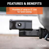 Adaptateur d’attelage CURT 2 po avec élévation ou abaissement 2 po – 7 500 lb
