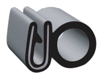 Canal U EPDM pour Scellement avec Clip Latéral - Noir - VENDU AU PIED