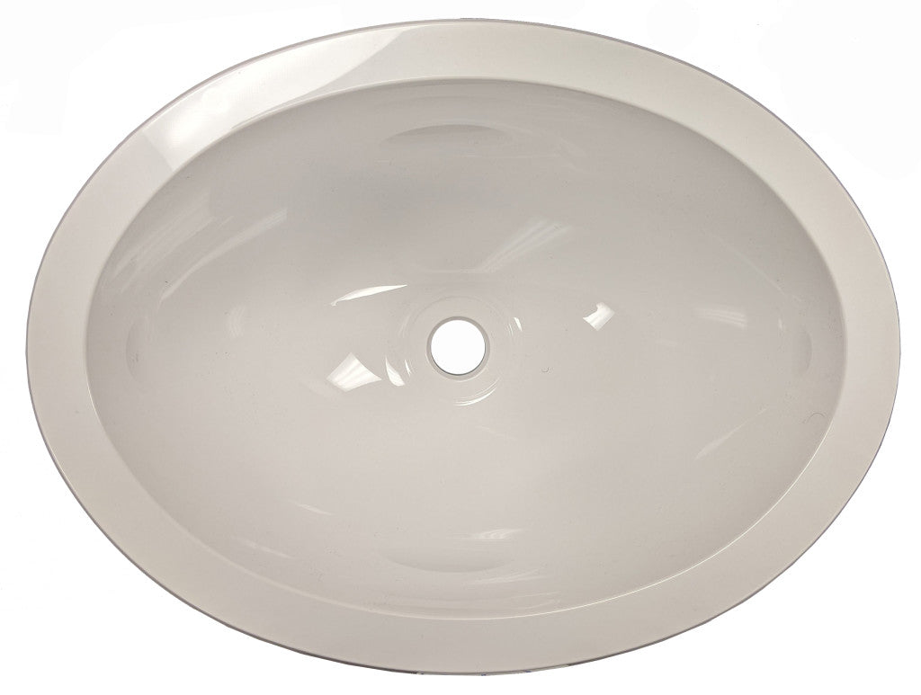 Évier Ovale en Plastique Blanc 10" – Avec Vidange et Bouchon
