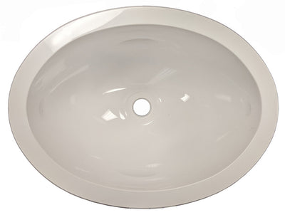 Évier Ovale en Plastique Blanc 10" – Avec Vidange et Bouchon