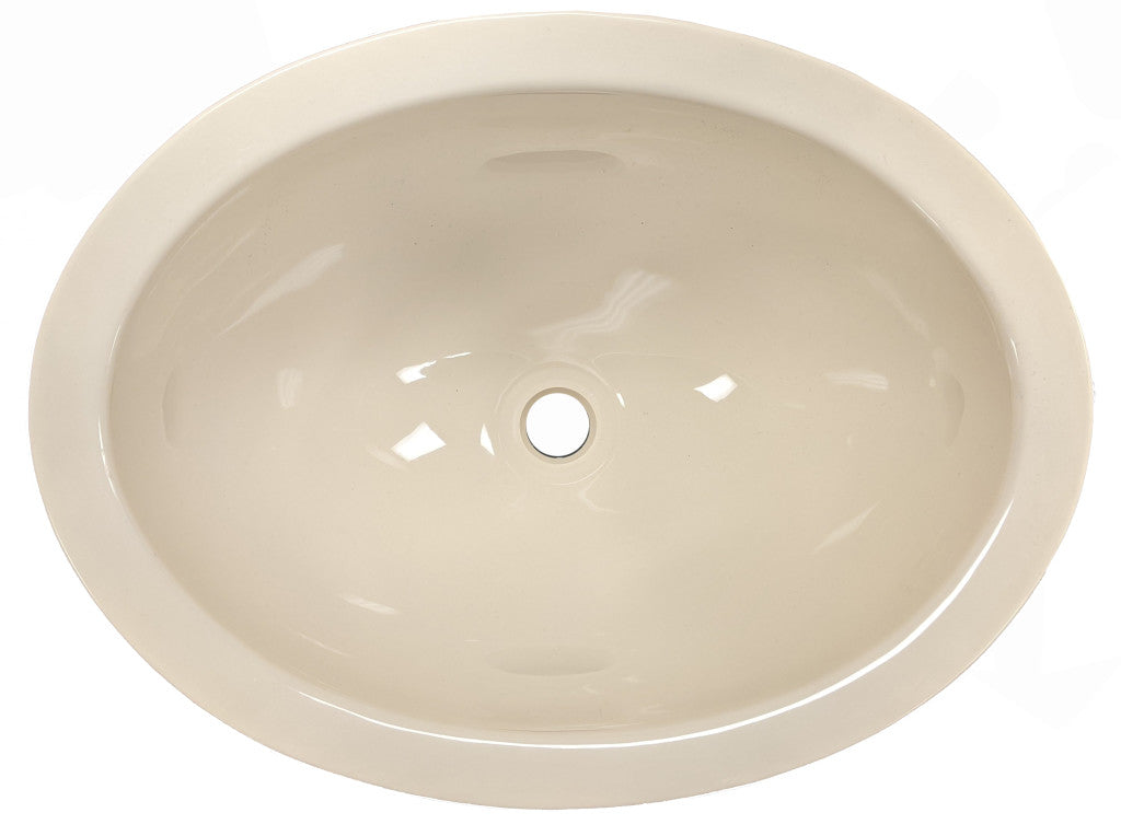 Évier Ovale en Plastique Blanc 10" – Avec Vidange et Bouchon