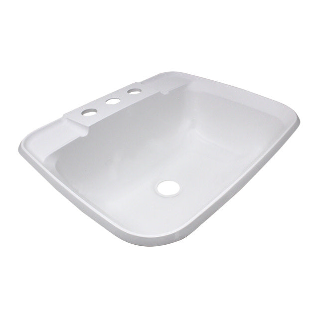 Lavabo Rectangulaire en ABS Blanc – 12-5/16'' x 14-3/4'' – Avec Bouchon et Fixations
