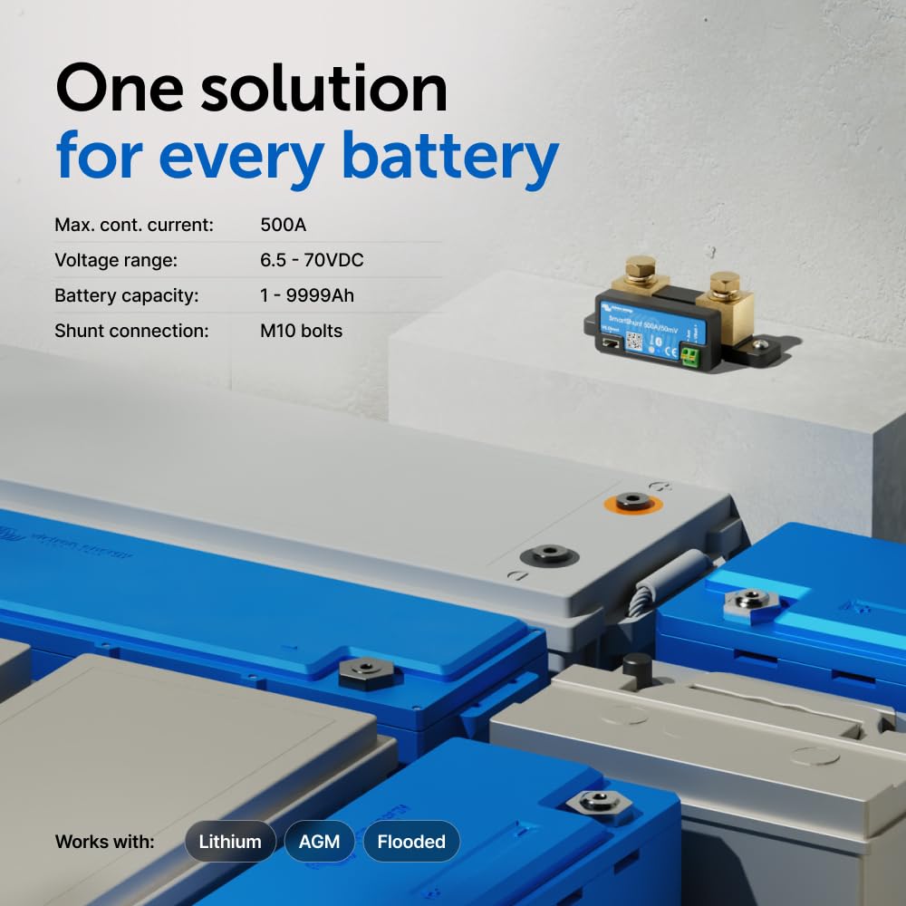 Moniteur de batterie Bluetooth Victron Energy SmartShunt 500A IP65