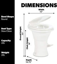 Toilette Dometic 310 Série 302310081 à chasse d’eau par gravité – Blanc Standard pour VR