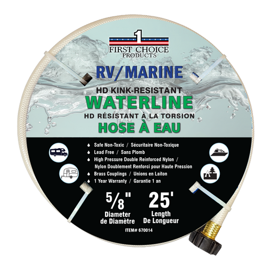 Tuyau d'eau potable renforcé 5/8" x 25' – Résistant et Anti-Pliures pour VR et Marine