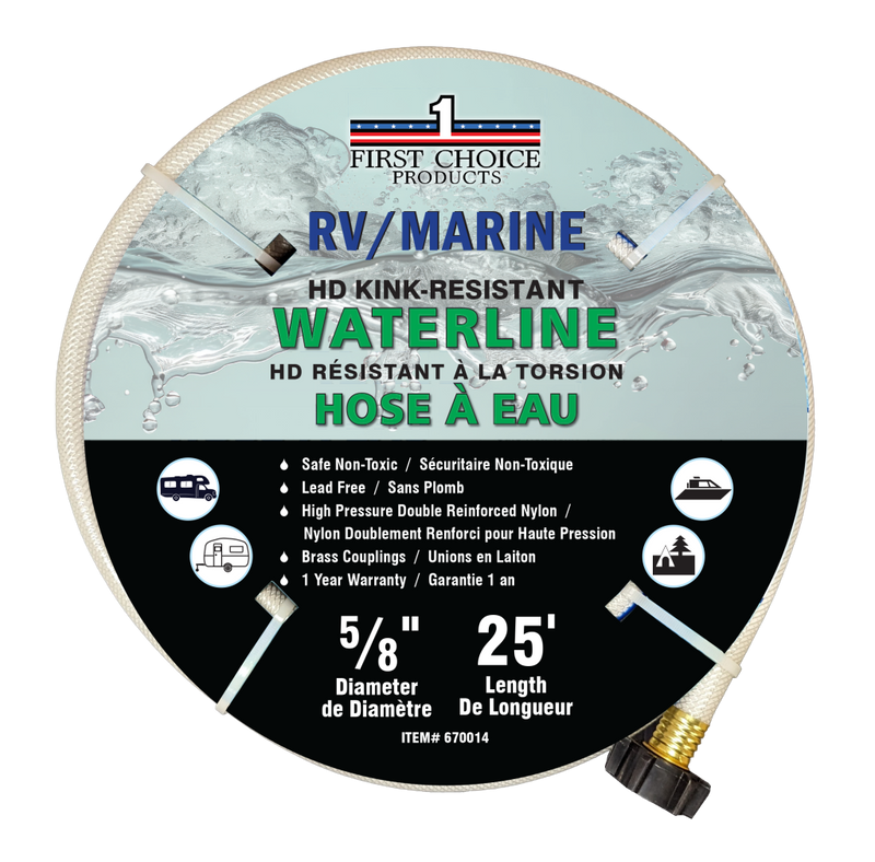 Tuyau d'eau potable renforcé 5/8" x 25' – Résistant et Anti-Pliures pour VR et Marine
