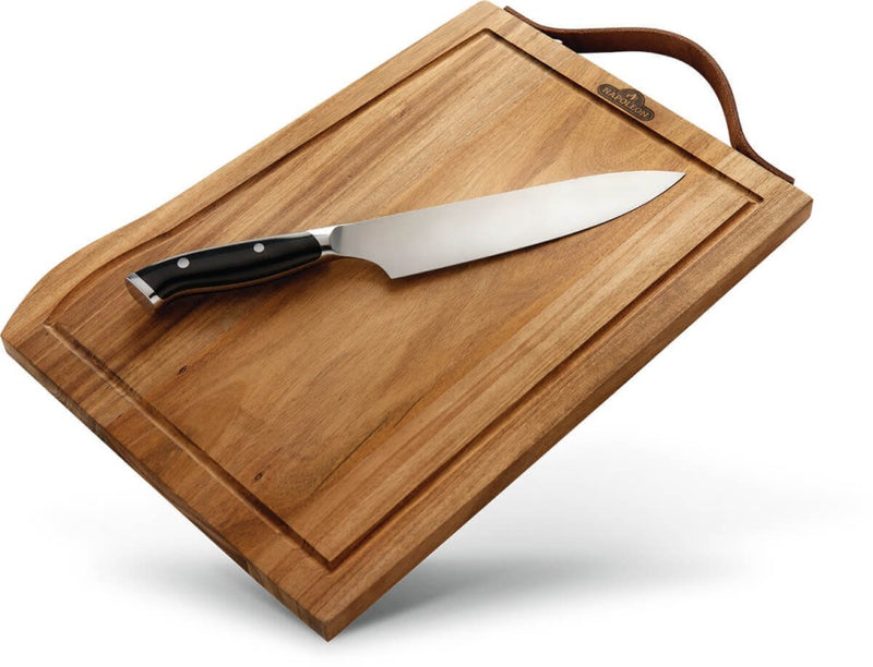 Planche à Découper Napoleon en Bois d'Acacia avec Couteau de Chef PRO - Élégante et Résistante