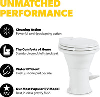 Toilette Dometic 310 Série 302310081 à chasse d’eau par gravité – Blanc Standard pour VR