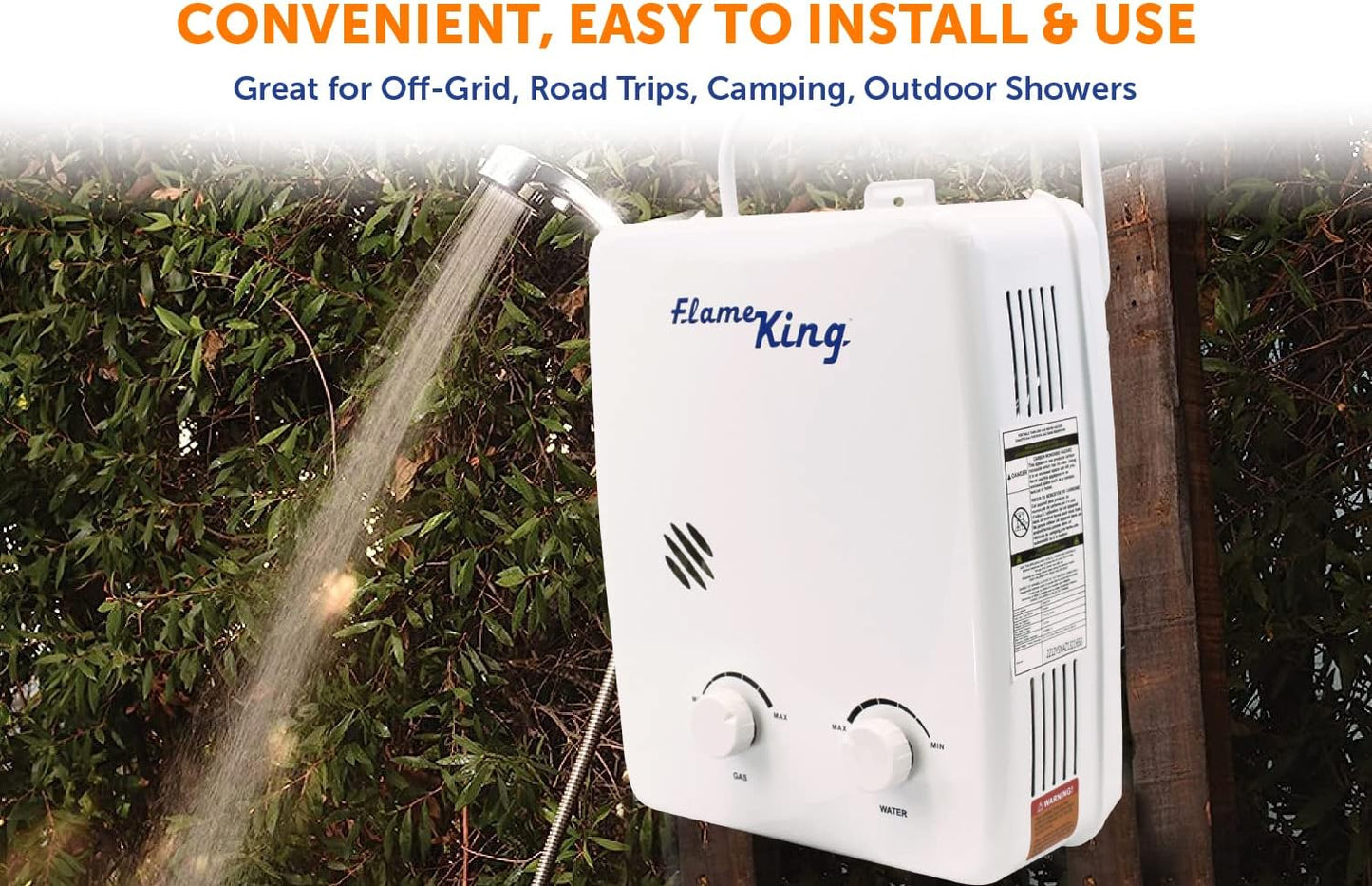 Chauffe-eau au propane portable 34 000 BTU - Sécurité CSA, facile à installer et durable