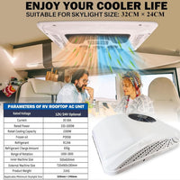 Climatiseur de toit 12V avec chauffage 8500 BTU pour VR, caravane et bateau – Silencieux & économique
