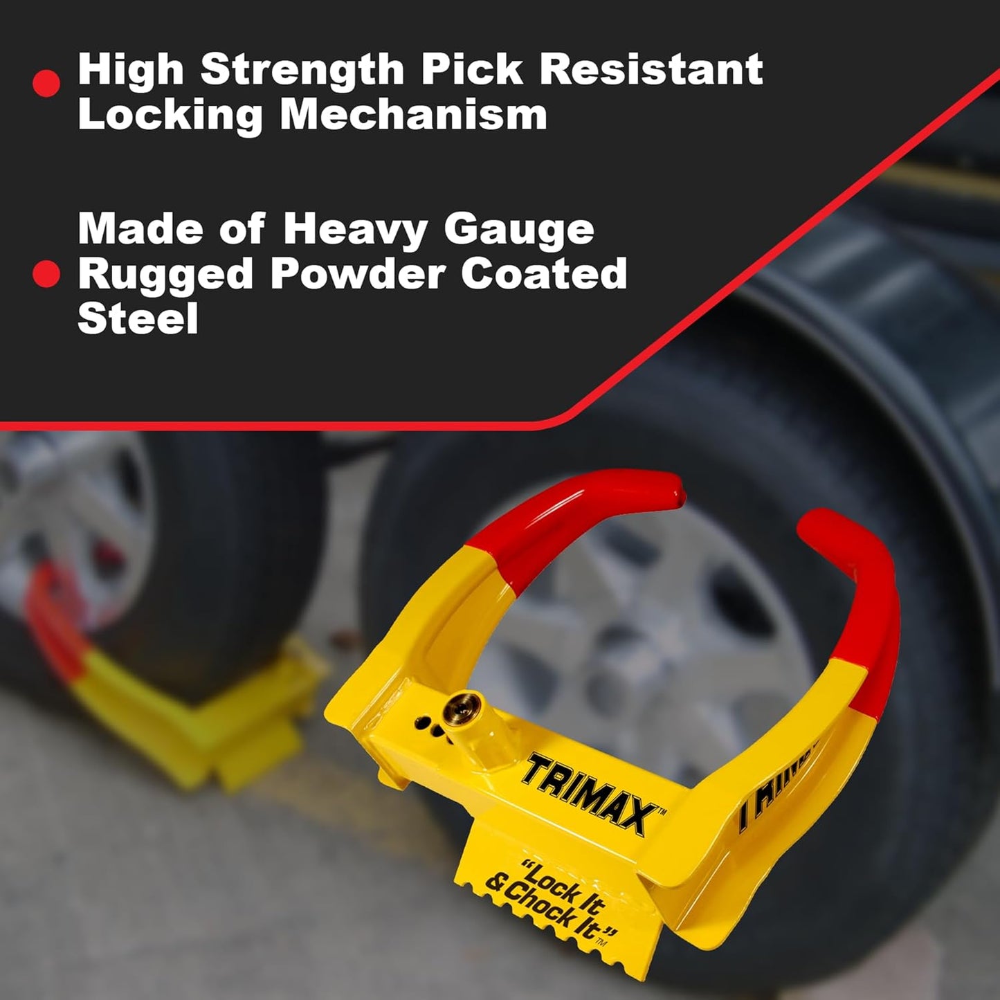 Trimax TCL65 - Cales de roue antivol universelles pour remorques et véhicules