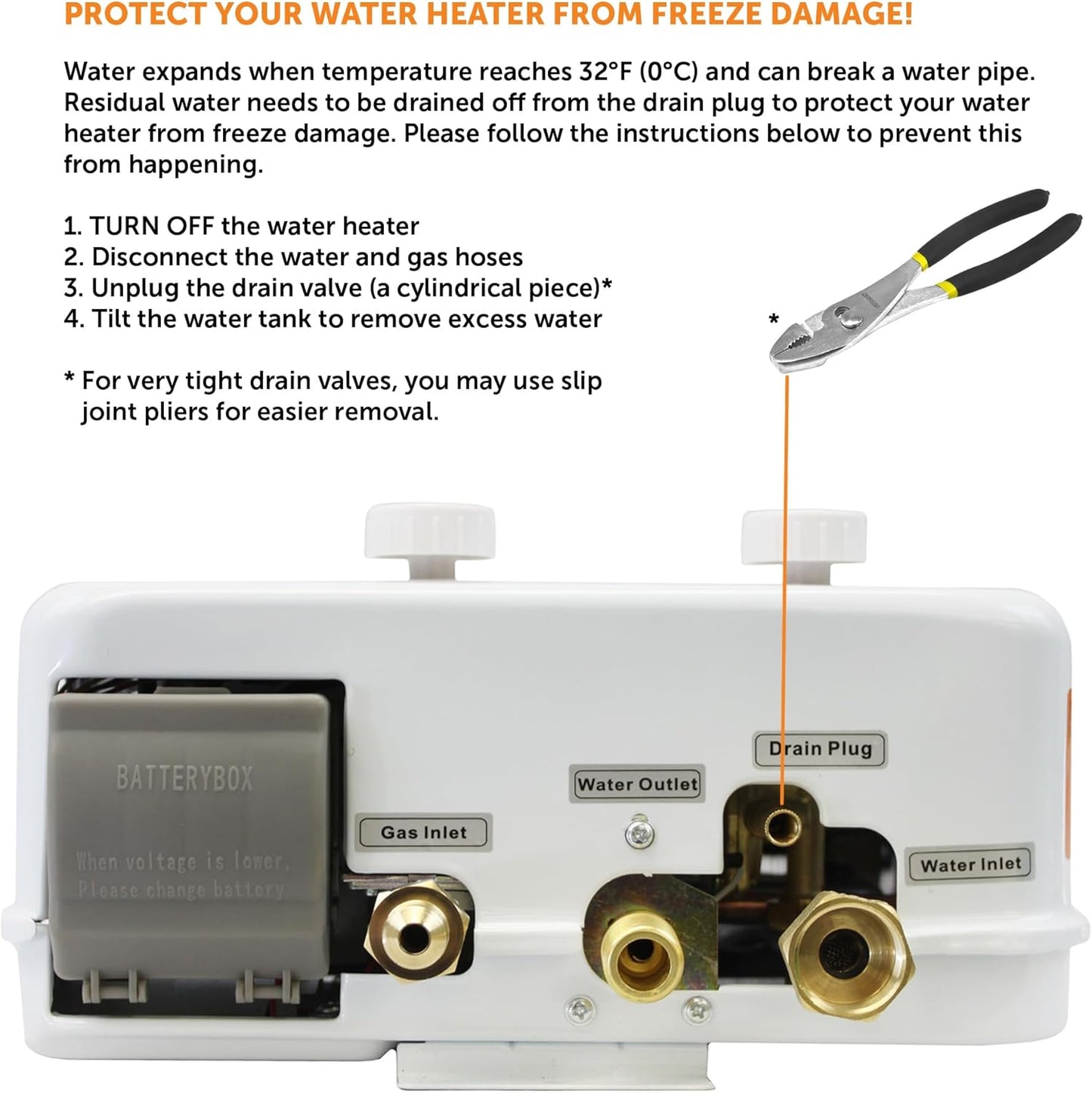 Chauffe-eau au propane portable 34 000 BTU - Sécurité CSA, facile à installer et durable