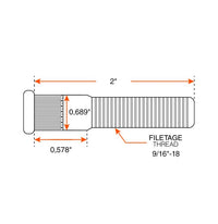 Dexter 9/16"-18 x 2" Press-in Stud for 7K-7.2K Axles - Fine Thread Zinc