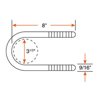 Round U-Bolt 3 1/2" x 8" 9/16" Rod – 8000 lb Capacity