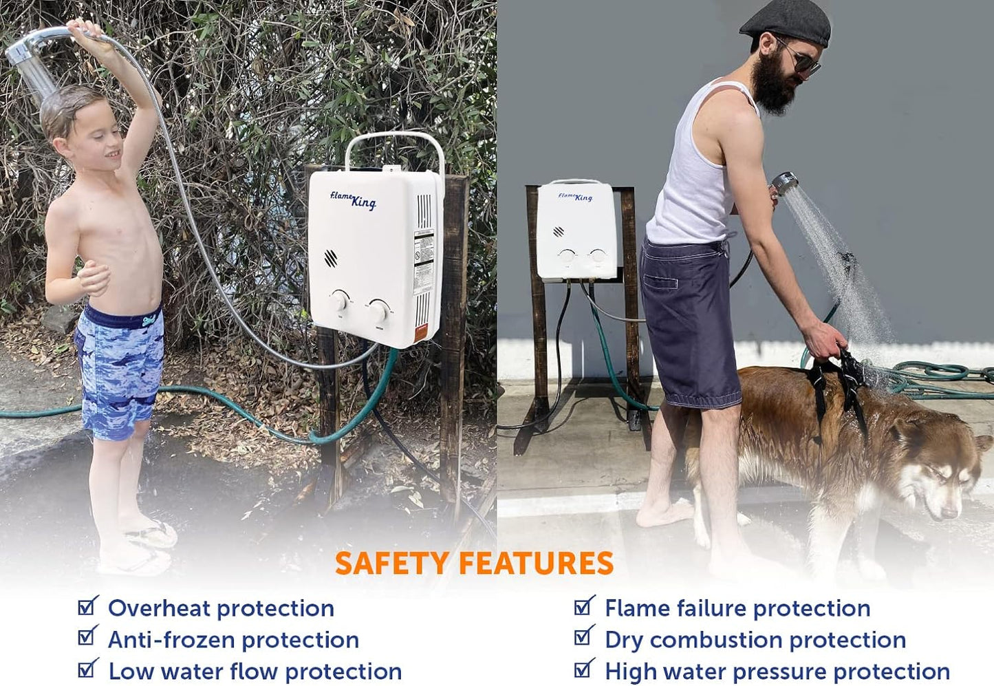 Chauffe-eau au propane portable 34 000 BTU - Sécurité CSA, facile à installer et durable