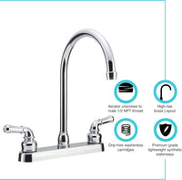 Robinet de cuisine Dura Faucet chrome avec bec haut pour VR