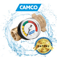 Régulateur de Pression d’Eau en Laiton avec Manomètre Camco - Protège la Plomberie de Votre VR ou Bateau