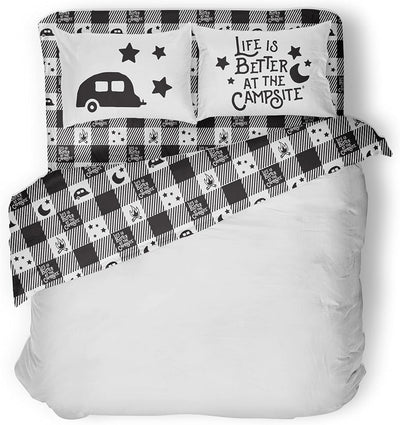 Camco RV Bedding Set 'Life is Better at the Campsite' - King Court, Machine Washable, Multi-Camper Design