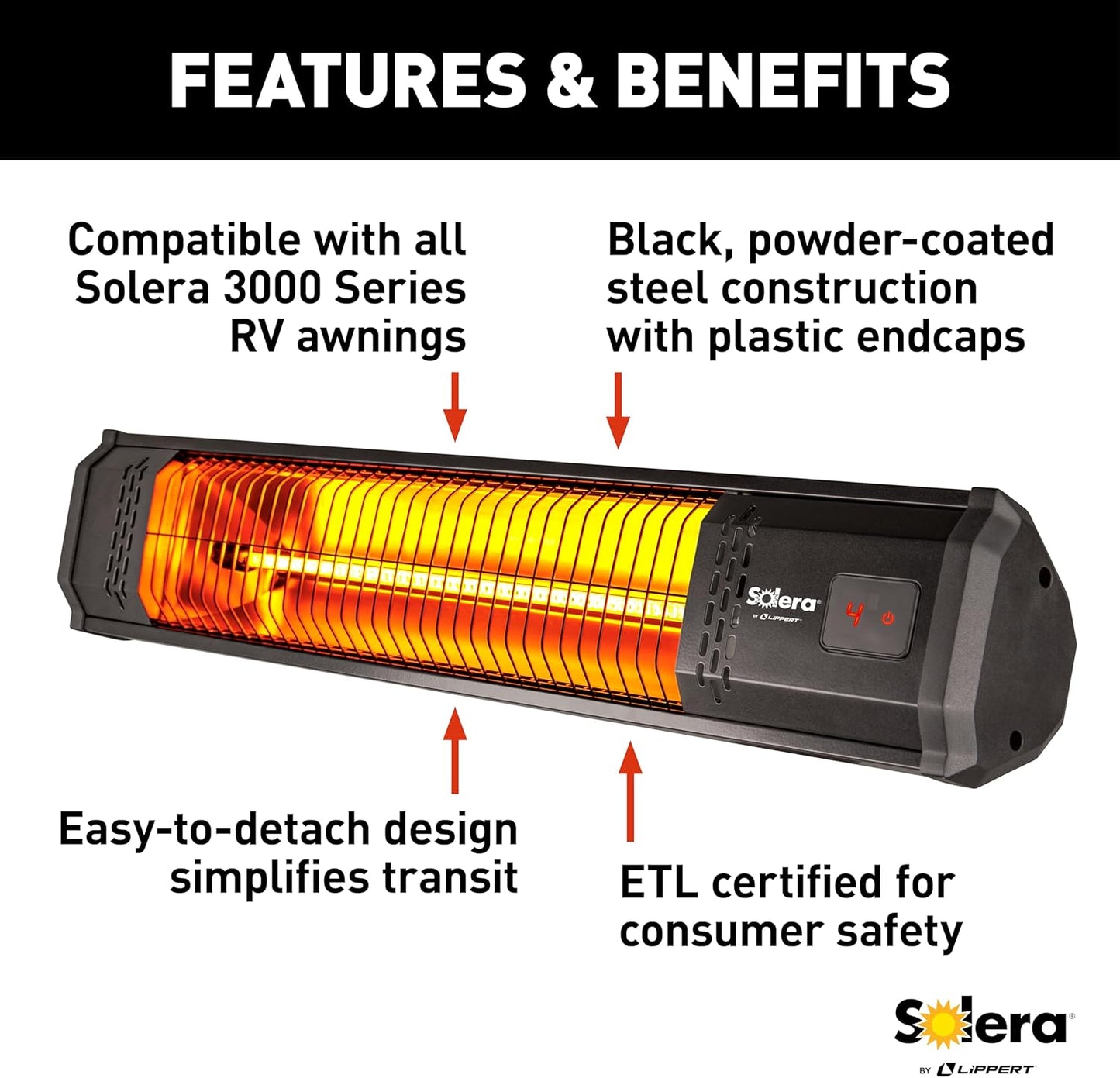 Chauffage d’Auvent Solera pour VR – Chaleur Extérieure Réglable et Facile à Installer
