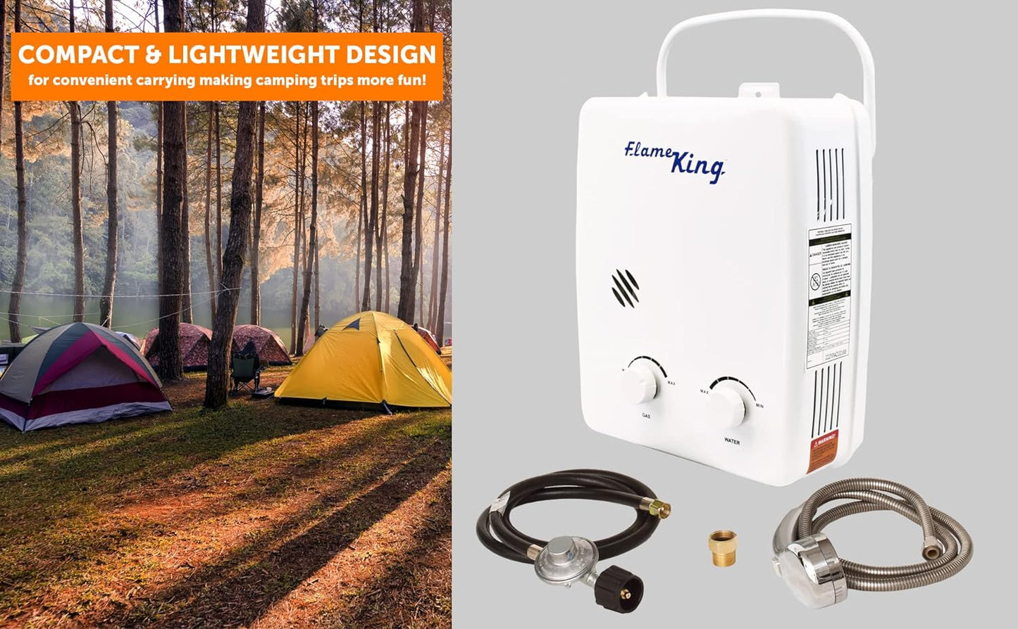 Chauffe-eau au propane portable 34 000 BTU - Sécurité CSA, facile à installer et durable