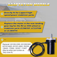 Moteur de cric stabilisateur arrière électrique compatible avec Lippert 113407, 352338, 138445, 178562, 162307 - Remplace K01285-C800, K01285C800, K01531A800, K01531-A800
