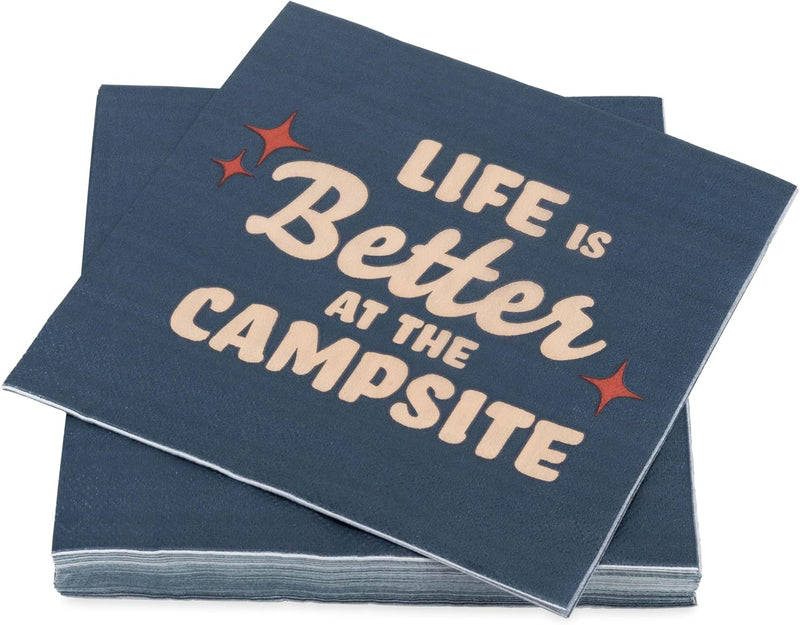Serviettes en Papier Camco "Life Is Better At The Campsite™" - Pack de 30, Design Camping