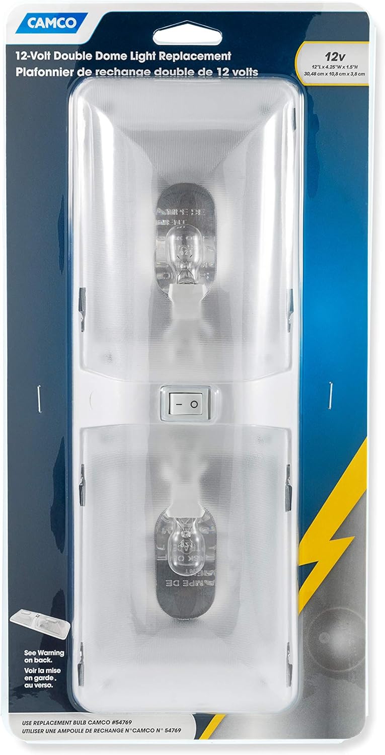 Lampe de plafond double 12V à ampoule incandescente avec lentille transparente - Remplacement, instructions de montage incluses