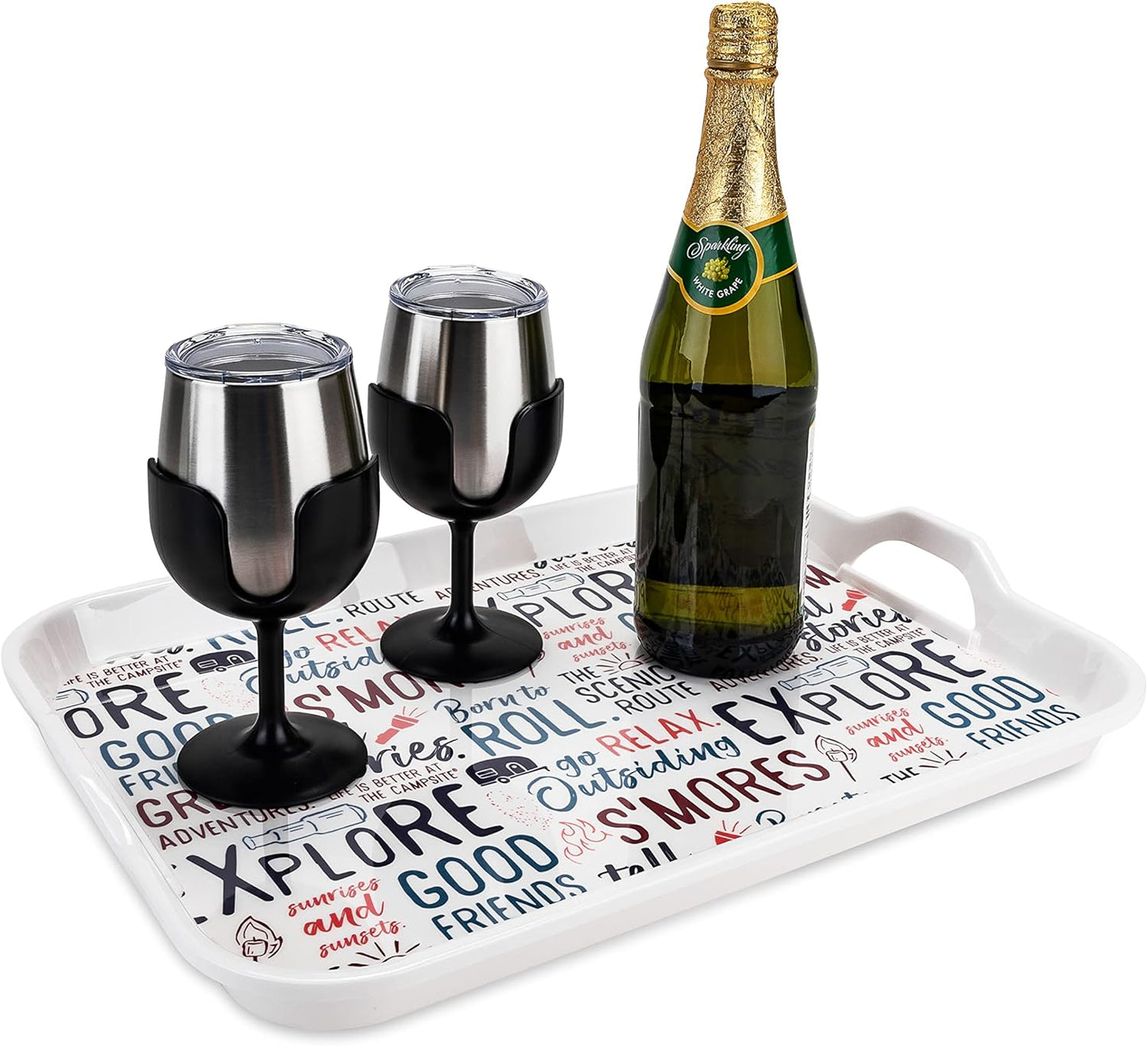 Plateau de Service en Mélamine "Life is Better at the Campsite" – Incassable, Pratique et au Design Unique de Camping