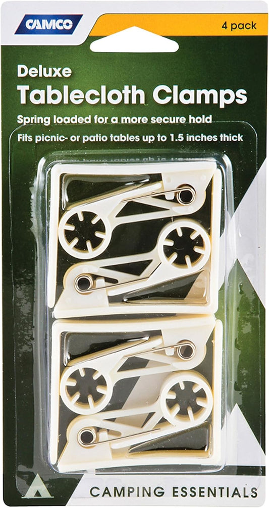 Pince pour Nappe en Plastique Blanc – Ensemble de 4 pour Tables jusqu'à 1-1/2 Pouce d'Épaisseur