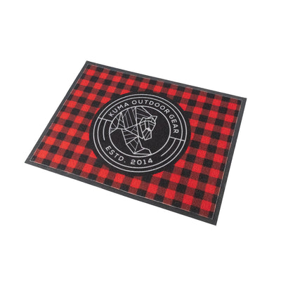 Tapis de porte pour VR ou tente - 31,5 x 24 po - Rouge/Noir - Résistant intérieur/extérieur