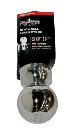 Boule d’attelage 2-5/16 po x 1-1/4 po – 15 000 lb – Acier forgé chromé