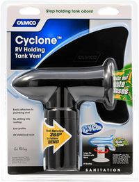 Camco Cyclone Capuchon de Ventilation pour Égout de VR - Élimination des Odeurs par Vent, Résistant aux UV, S'adapte aux Tuyaux de Ventilation PVC de 1-1/2