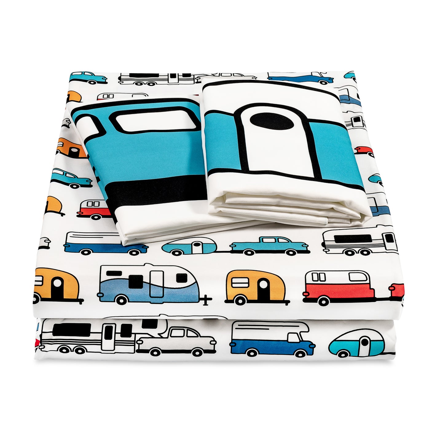 Set de Draps Camco RV "Life is Better at the Campsite" – Draps Queen Court pour Camping-Car, Polyester, Lavable en Machine, Design Multi-Camping-Cars