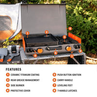 Plaque de cuisson propane Blackstone Adventure Ready 14 po avec brûleur latéral