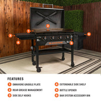 36” Griddle with Lid - Omnivore Plate, 4 Heating Zones & Custom Accessories