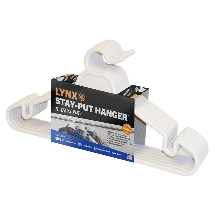 Cintre Stay-Put™ LYNX - Ensemble de 6 Cintres Blancs en Polypropylène